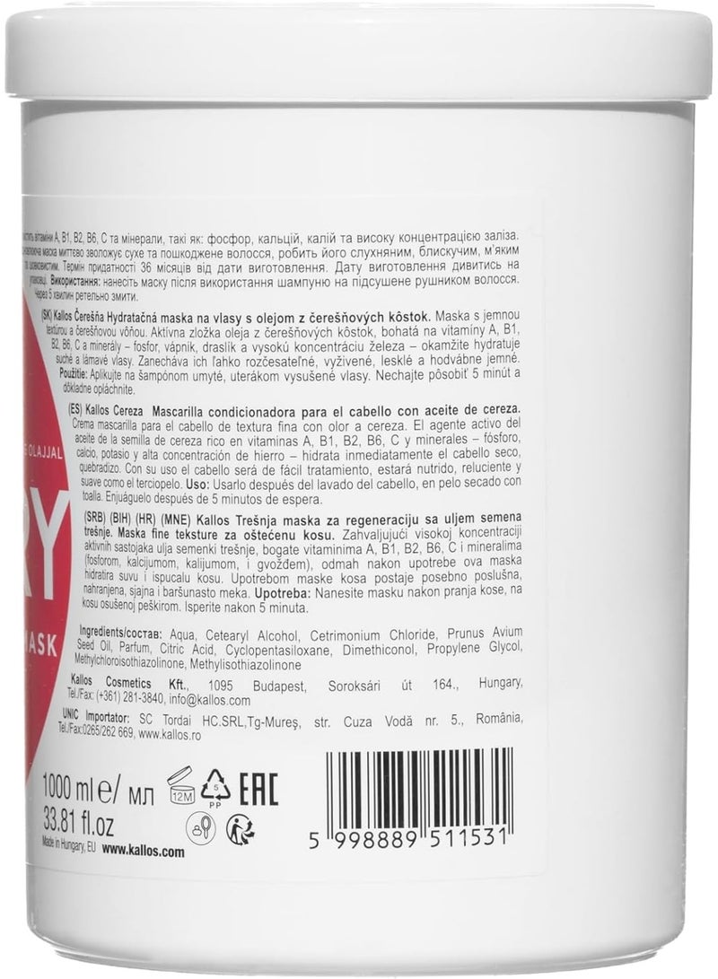 Kallos KJMN Cherry Conditioning Hair Mask with cherry seed oil 1000 ml - 33,81 Fl Oz - Image 2